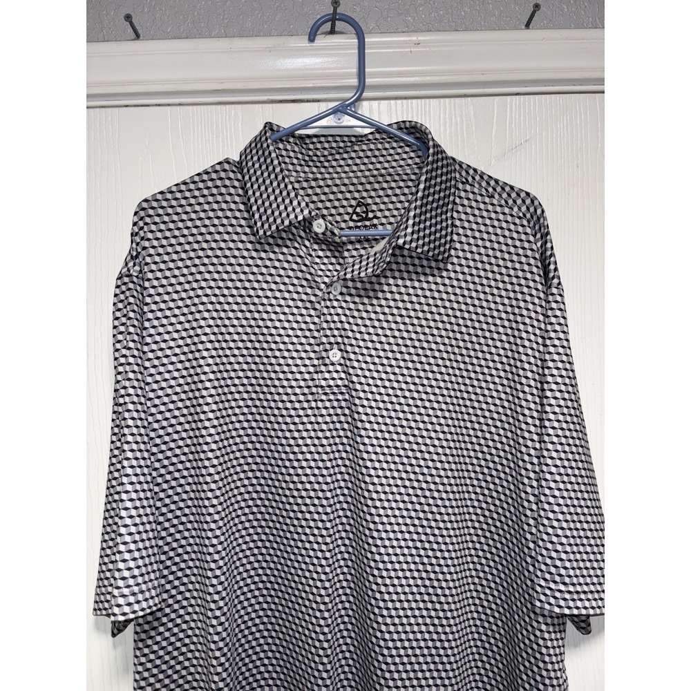 Deolax Golf Polo Shirt Men's Size XXLarge AOP Gray Stretch Short Sleeve